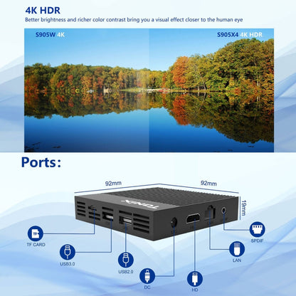 Tanix X4 Android 11 Smart TV Box, Amlogic S905X4 Quad Core, 4GB+32GB, Dual Wifi, BT, 4GB+32GB