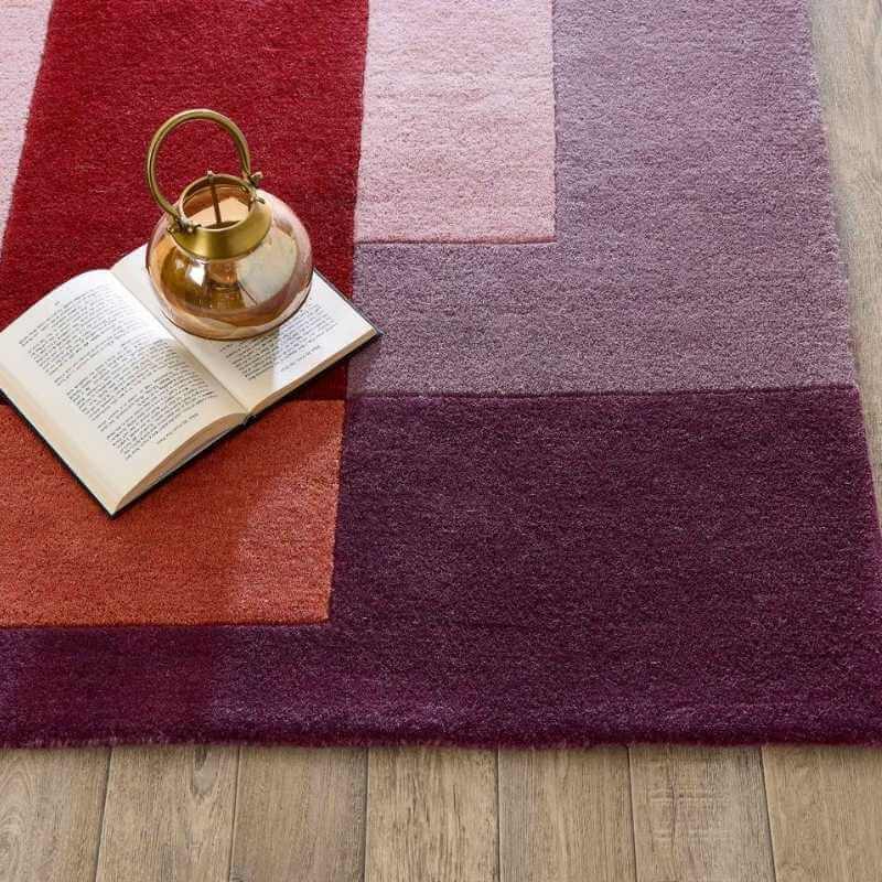 Hand-Carved Wool Geometric Rug – Multicolour