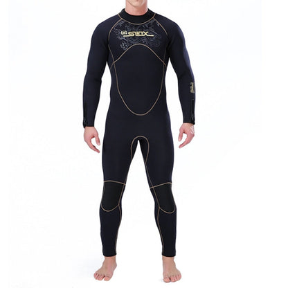 SLINX 1106 5mm Neoprene + Towel Lining Super Elastic Wear-resistant Warm Semi-dry Full Body One-piece Wetsuit for Men, S, M, L, XL, XXL, XXXL