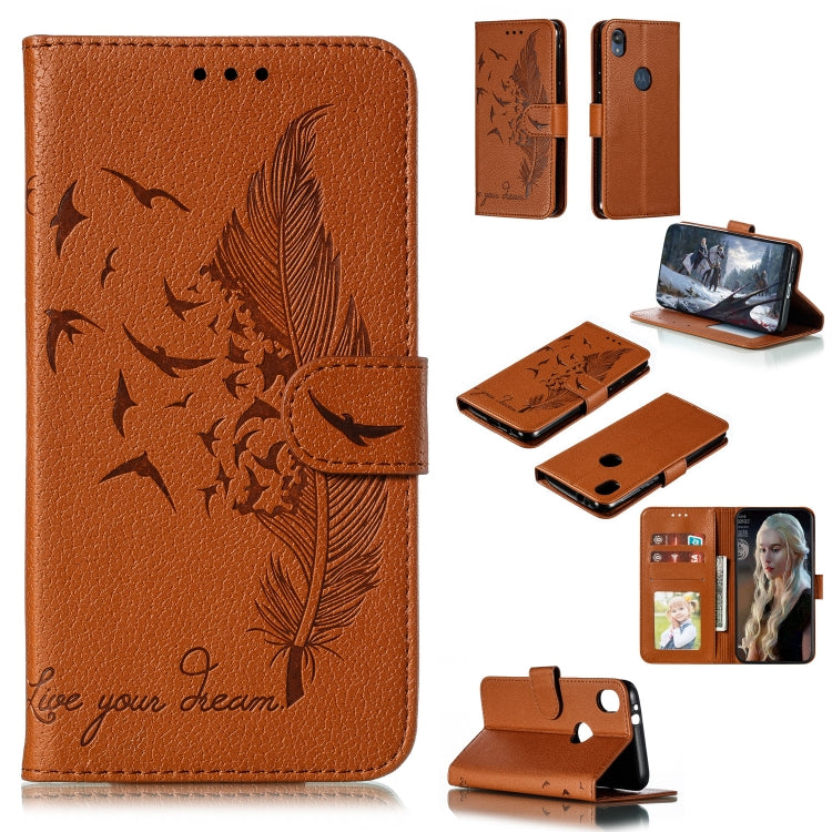 Feather Pattern Litchi Texture Horizontal Flip Leather Case with Wallet & Holder & Card Slots, For Motorola One Pro, For Motorola Moto E6, For Motorola Moto G7 Play, For Motorola Moto G7 Power