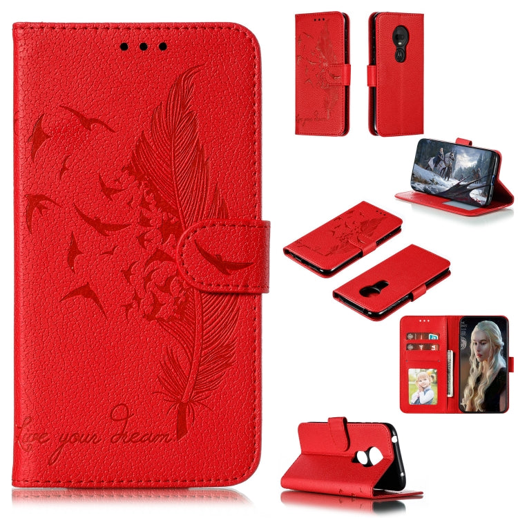 Feather Pattern Litchi Texture Horizontal Flip Leather Case with Wallet & Holder & Card Slots, For Motorola One Pro, For Motorola Moto E6, For Motorola Moto G7 Play, For Motorola Moto G7 Power