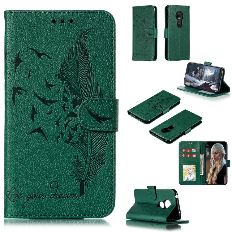 Feather Pattern Litchi Texture Horizontal Flip Leather Case with Wallet & Holder & Card Slots, For Motorola One Pro, For Motorola Moto E6, For Motorola Moto G7 Play, For Motorola Moto G7 Power