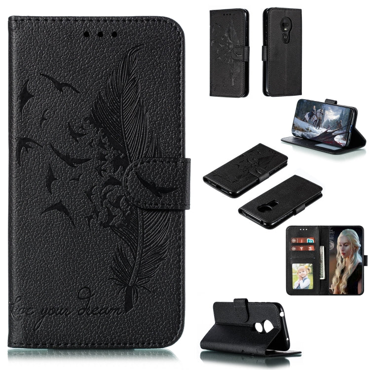 Feather Pattern Litchi Texture Horizontal Flip Leather Case with Wallet & Holder & Card Slots, For Motorola One Pro, For Motorola Moto E6, For Motorola Moto G7 Play, For Motorola Moto G7 Power