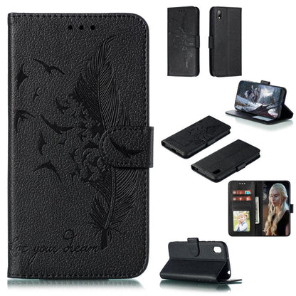 Feather Pattern Litchi Texture Horizontal Flip Leather Case with Wallet & Holder & Card Slots, For Huawei Y5 (2019) / Honor 8S, For Huawei Y6 (2019) / Honor Play 8A, For Huawei Y7 (2019), For Huawei Y9 (2019)