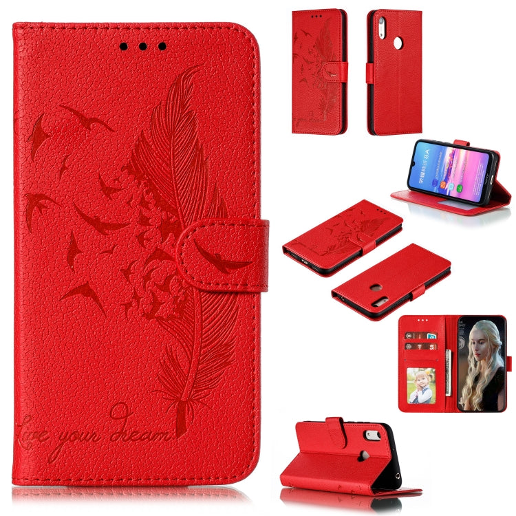 Feather Pattern Litchi Texture Horizontal Flip Leather Case with Wallet & Holder & Card Slots, For Huawei Y5 (2019) / Honor 8S, For Huawei Y6 (2019) / Honor Play 8A, For Huawei Y7 (2019), For Huawei Y9 (2019)