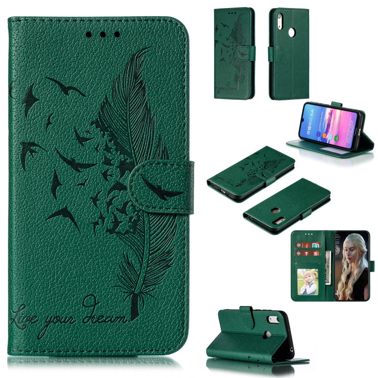 Feather Pattern Litchi Texture Horizontal Flip Leather Case with Wallet & Holder & Card Slots, For Huawei Y5 (2019) / Honor 8S, For Huawei Y6 (2019) / Honor Play 8A, For Huawei Y7 (2019), For Huawei Y9 (2019)
