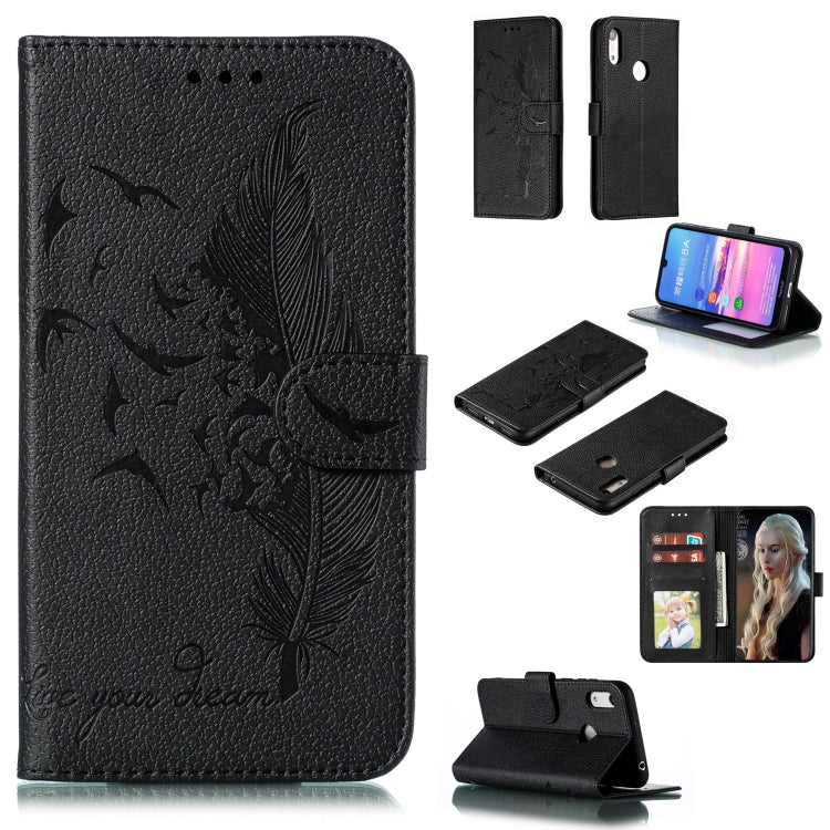 Feather Pattern Litchi Texture Horizontal Flip Leather Case with Wallet & Holder & Card Slots, For Huawei Y5 (2019) / Honor 8S, For Huawei Y6 (2019) / Honor Play 8A, For Huawei Y7 (2019), For Huawei Y9 (2019)