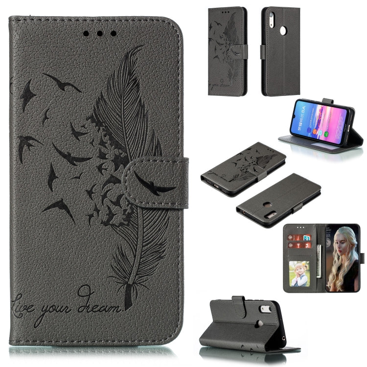 Feather Pattern Litchi Texture Horizontal Flip Leather Case with Wallet & Holder & Card Slots, For Huawei Y5 (2019) / Honor 8S, For Huawei Y6 (2019) / Honor Play 8A, For Huawei Y7 (2019), For Huawei Y9 (2019)