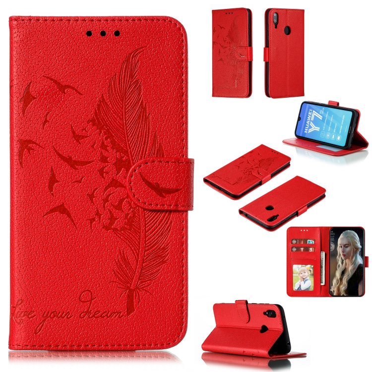 Feather Pattern Litchi Texture Horizontal Flip Leather Case with Wallet & Holder & Card Slots, For Huawei Y5 (2019) / Honor 8S, For Huawei Y6 (2019) / Honor Play 8A, For Huawei Y7 (2019), For Huawei Y9 (2019)