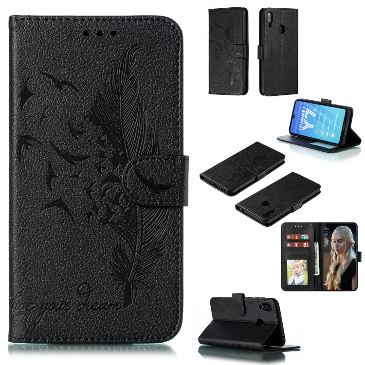 Feather Pattern Litchi Texture Horizontal Flip Leather Case with Wallet & Holder & Card Slots, For Huawei Y5 (2019) / Honor 8S, For Huawei Y6 (2019) / Honor Play 8A, For Huawei Y7 (2019), For Huawei Y9 (2019)