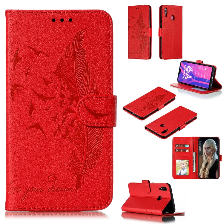 Feather Pattern Litchi Texture Horizontal Flip Leather Case with Wallet & Holder & Card Slots, For Huawei Y5 (2019) / Honor 8S, For Huawei Y6 (2019) / Honor Play 8A, For Huawei Y7 (2019), For Huawei Y9 (2019)