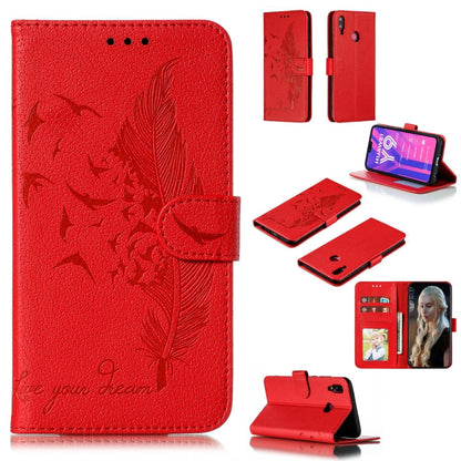 Feather Pattern Litchi Texture Horizontal Flip Leather Case with Wallet & Holder & Card Slots, For Huawei Y5 (2019) / Honor 8S, For Huawei Y6 (2019) / Honor Play 8A, For Huawei Y7 (2019), For Huawei Y9 (2019)