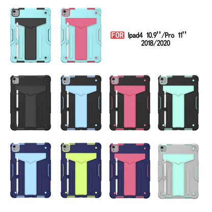 T-shaped Bracket Contrast Color Shockproof PC + Silicone Protective Case, For Samsung Galaxy Tab A7 10.4 (2020), For iPad Air 2022 / 2020 10.9 / iPad Pro 11
