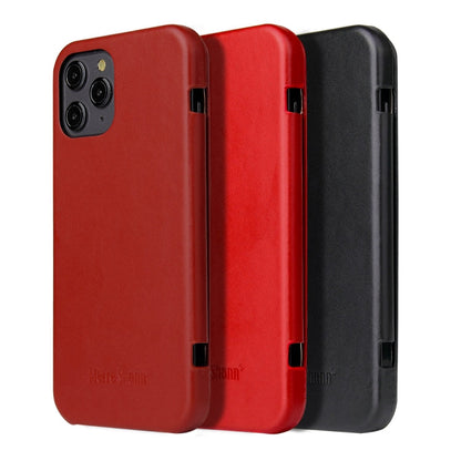 Fierre Shann Business Magnetic Horizontal Flip Genuine Leather Case, For iPhone 12 mini, For iPhone 12 / 12 Pro, For iPhone 12 Pro Max