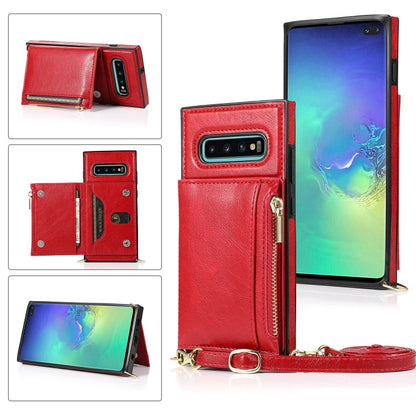 Square Zipper Wallet Bag TPU+PU Back Cover Case with Holder & Card Slots & Wallet & Cross-body Strap, For Samsung Galaxy A90 5G, For Samsung Galaxy Note9, For Samsung Galaxy Note10, For Samsung Galaxy Note10 Pro, For Samsung Galaxy S9                  ...