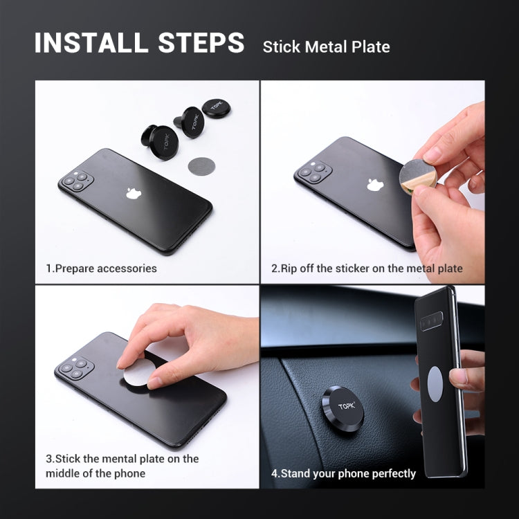 TOPK D21 Car Mobile Phone Holder Magnetic Universal In-car Phone Holder Stand, D21