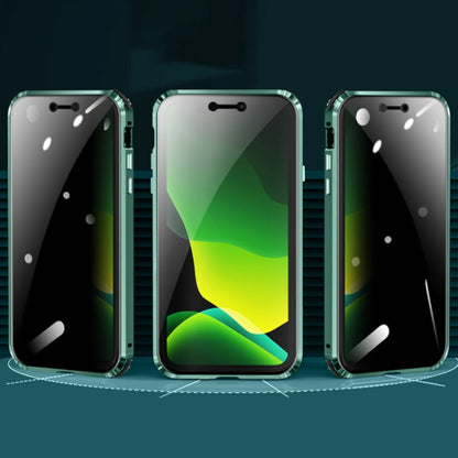 Four-corner Shockproof Anti-peeping Magnetic Metal Frame Double-sided Tempered Glass Case, For iPhone 11 Pro Max, For iPhone 11 Pro, For iPhone 12, For iPhone 12 Pro, For iPhone 12 Pro Max