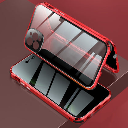 Four-corner Shockproof Anti-peeping Magnetic Metal Frame Double-sided Tempered Glass Case, For iPhone 11 Pro Max, For iPhone 11 Pro, For iPhone 12, For iPhone 12 Pro, For iPhone 12 Pro Max