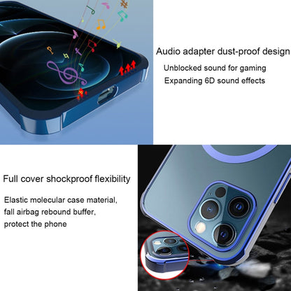 Straight Side Laser Plating Full Coverage Clear TPU Shockproof Magsafe Case, For iPhone 12 Pro Max