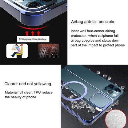 Straight Side Laser Plating Full Coverage Clear TPU Shockproof Magsafe Case, For iPhone 12 Pro Max