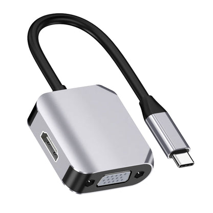 HW-6002 2 In 1 Type-C / USB-C to HDMI + VGA Adapter Converter, HW-6002