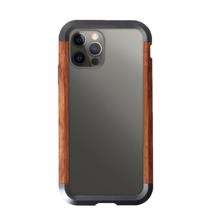 R-JUST Metal + Wood Frame Protective Case, For iPhone 12 / 12 Pro
