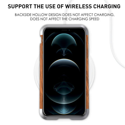R-JUST Metal + Wood Frame Protective Case, For iPhone 12 / 12 Pro