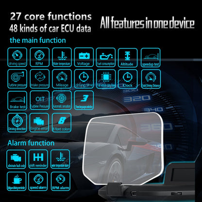 C1 OBD2 + GPS Mode Car HUD Head-up Display Compass / Speed / Water Temperature / Voltage Display / Speed / Fault Alarm / Navigation Function, C1 With Navigation Function