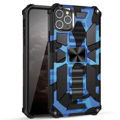 Camouflage Armor Shockproof TPU + PC Magnetic Protective Case with Holder, For iPhone 12 / 12 Pro, For iPhone 12 Pro Max