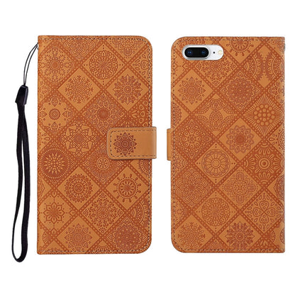 Ethnic Style Embossed Pattern Horizontal Flip Leather Case with Holder & Card Slots & Wallet & Lanyard, For iPhone 6, For iPhone 6 Plus, For iPhone 8 Plus / 7 Plus