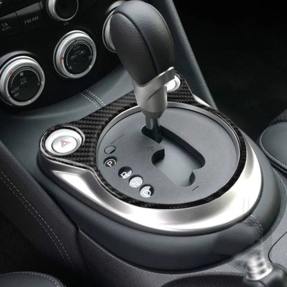 Car Carbon Fiber Whole Gear Position Console Panel Decorative Sticker for Nissan 370Z Z34 2009-, Left and Right Drive Universal, Whole Gear Position Console Panel