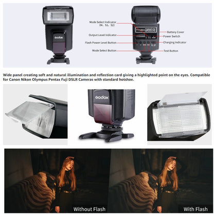 Godox TT520II 433MHZ Wireless 1/300s-1/2000s HSS Flash Speedlite Camera Top Fill Light for Canon / Nikon DSLR Cameras, TT520II