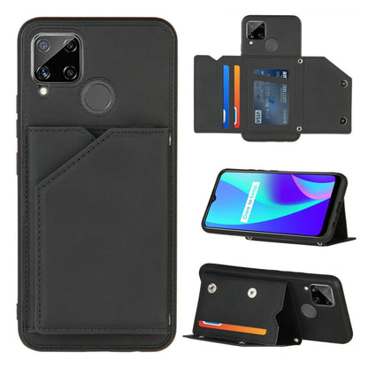 Skin Feel PU + TPU + PC Back Cover Shockproof Case with Card Slots & Holder & Photo Frame, For OPPO Realme 7, For Samsung Galaxy A50 & A30s & A50s, For OPPO Realme C11, For Samsung Galaxy A70 & A70s, For OPPO Realme C15