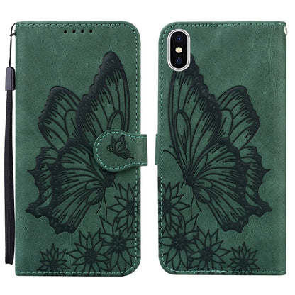 Retro Skin Feel Butterflies Embossing Horizontal Flip Leather Case with Holder & Card Slots & Wallet, For iPhone XS Max