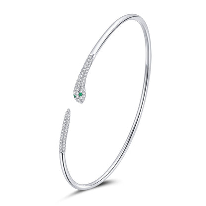S925 Sterling Silver Snake Open Bracelet  Women Jewelry, Snake