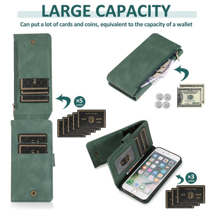 Skin-feel Crazy Horse Texture Zipper Wallet Bag Horizontal Flip Leather Case with Holder & Card Slots & Wallet & Lanyard, For iPhone 6, For iPhone 6 Plus, For iPhone SE 2022 / SE 2020 / 8 / 7, For iPhone 8 Plus / 7 Plus