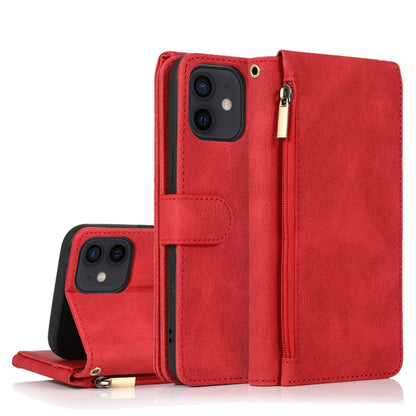 Skin-feel Crazy Horse Texture Zipper Wallet Bag Horizontal Flip Leather Case with Holder & Card Slots & Wallet & Lanyard, For iPhone 12 Pro Max