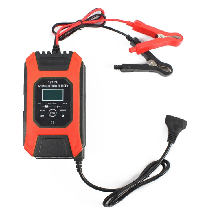 FOXSUR Car / Motorcycle Repair Charger 12V 7A 7-stage + Multi-battery Mode Lead-acid Battery Charger, US Plug, EU Plug, UK Plug
