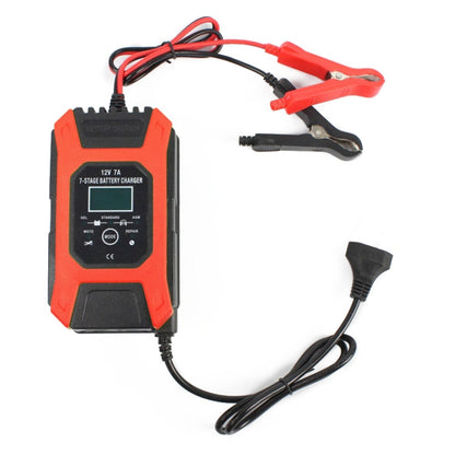 FOXSUR Car / Motorcycle Repair Charger 12V 7A 7-stage + Multi-battery Mode Lead-acid Battery Charger, US Plug, EU Plug, UK Plug