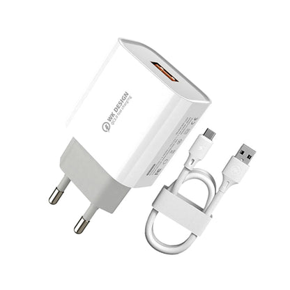 WK WP-U57 Max 18W Maxspeed QC3.0 Fast Charger +  USB to Micro USB Data Cable, US Plug, EU Plug