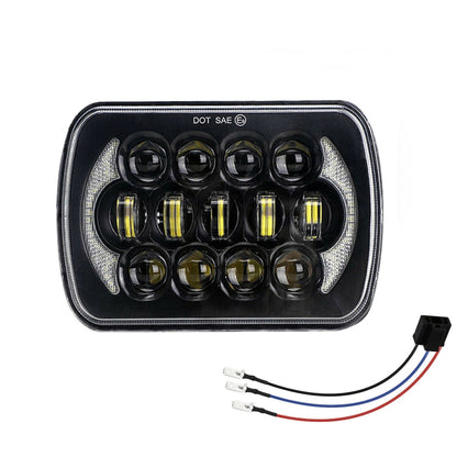7 inch(5X7)/(7X6) H4 DC 9V-30V 30000LM 300W 8LEDs Car Square Shape LED Headlight Lamps for Jeep Wrangler, 8LEDs