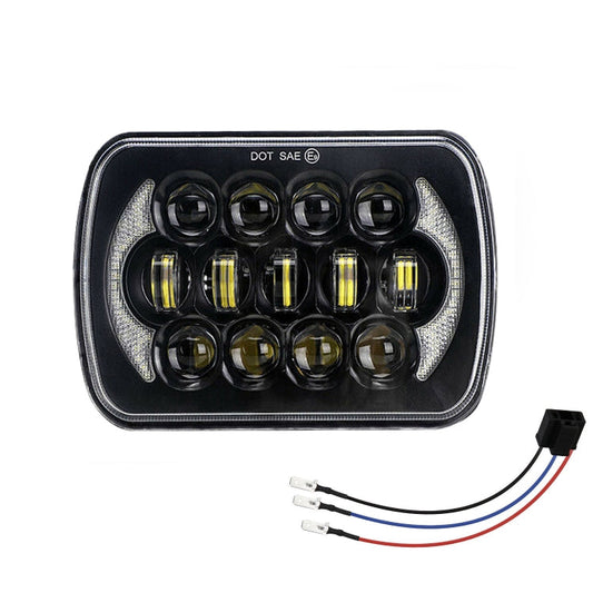7 inch(5X7)/(7X6) H4 DC 9V-30V 30000LM 300W 8LEDs Car Square Shape LED Headlight Lamps for Jeep Wrangler, 8LEDs