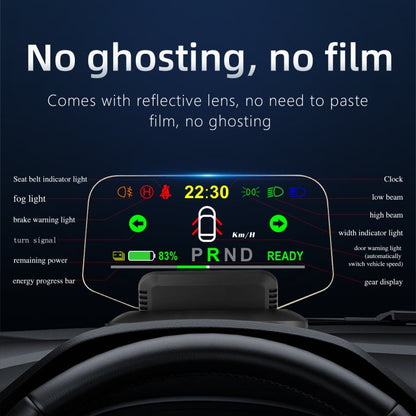T1 5.1 inch Car HUD Head-up Display Overspeed Alarm / Remaining Battery Percentage Display for Tesla Model 3 / Y, T1  HUD