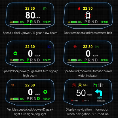 T1 5.1 inch Car HUD Head-up Display Overspeed Alarm / Remaining Battery Percentage Display for Tesla Model 3 / Y, T1  HUD