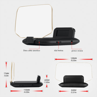 T1 5.1 inch Car HUD Head-up Display Overspeed Alarm / Remaining Battery Percentage Display for Tesla Model 3 / Y, T1  HUD