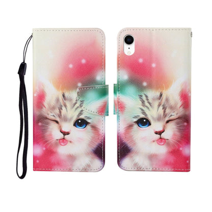 Painted Pattern Horizontal Flip Leathe Case, For iPhone XR
