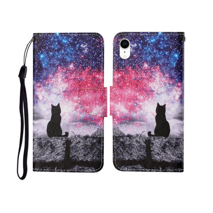 Painted Pattern Horizontal Flip Leathe Case, For iPhone XR