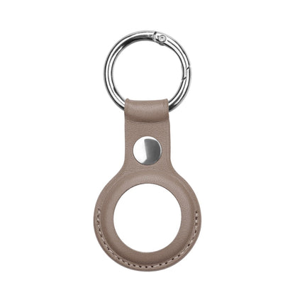 Anti-scratch Top-layer Cowhide Leather Case Cover with Switchable Keychain Ring for AirTag 2nd Gen / AirTag 1st Gen