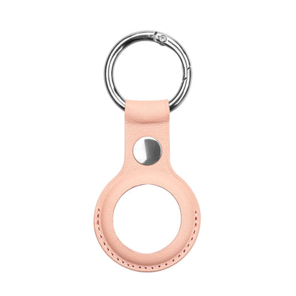 Anti-scratch Top-layer Cowhide Leather Case Cover with Switchable Keychain Ring for AirTag 2nd Gen / AirTag 1st Gen