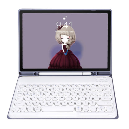 YT11B Detachable Candy Color Skin Feel Texture Round Keycap Bluetooth Keyboard Leather Case For iPad Air 4 2020 / Air 5 2022 / Pro 11 inch 2022 / 2021 / 2020 / 2018(White Ice), For iPad Air 11 2024 / 2025 / Air 2020 10.9                                ...